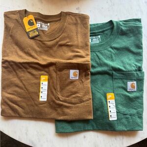 Carhartt Brown and Green Short Sleeve Pocket T-Shirts (2-Pack)